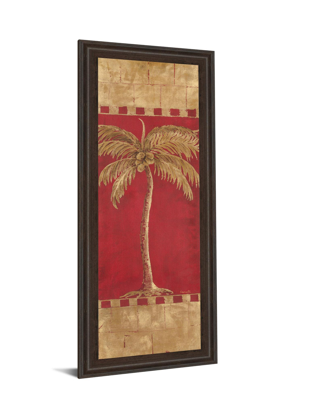 Palm Pizzazz Il By Angela Ferrante - Framed Print Wall Art - Red