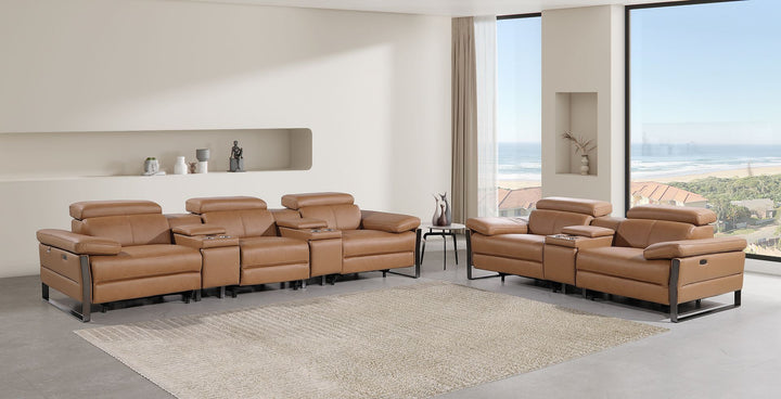 1246 - Modular Power Reclining Dual Console Sofa And Console Loveseat Set With Power Headrests