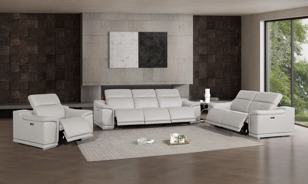 2679 - Power Reclining Sofa, Loveseat &amp; Chair Set In Genuine Leather (6 Recliners)