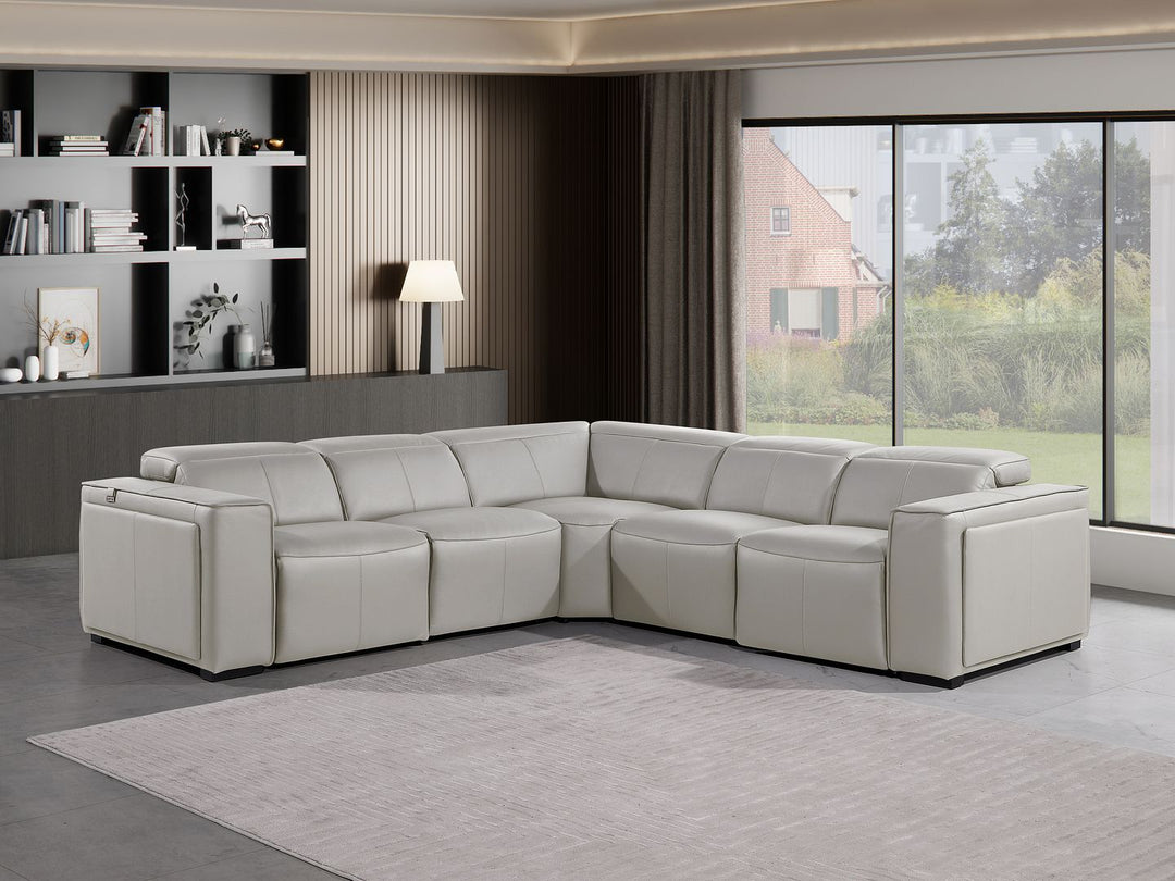 1224 - 5-Piece L-Shaped Sectional Sofa In With 3 Power Recliners & Power Headrests