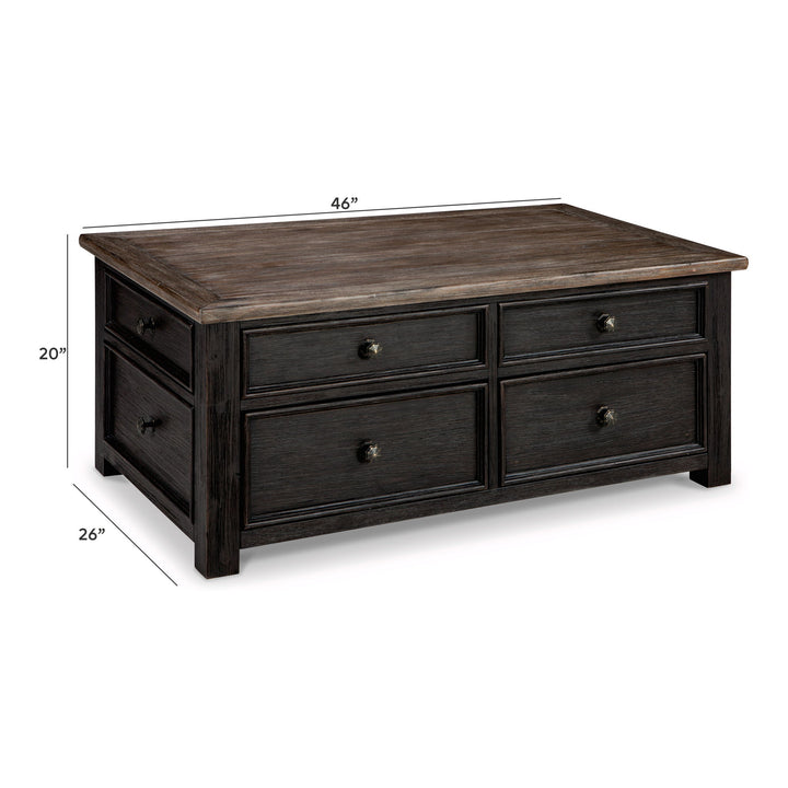 Tyler Creek - Lift Top Cocktail Table - Grayish Brown / Black