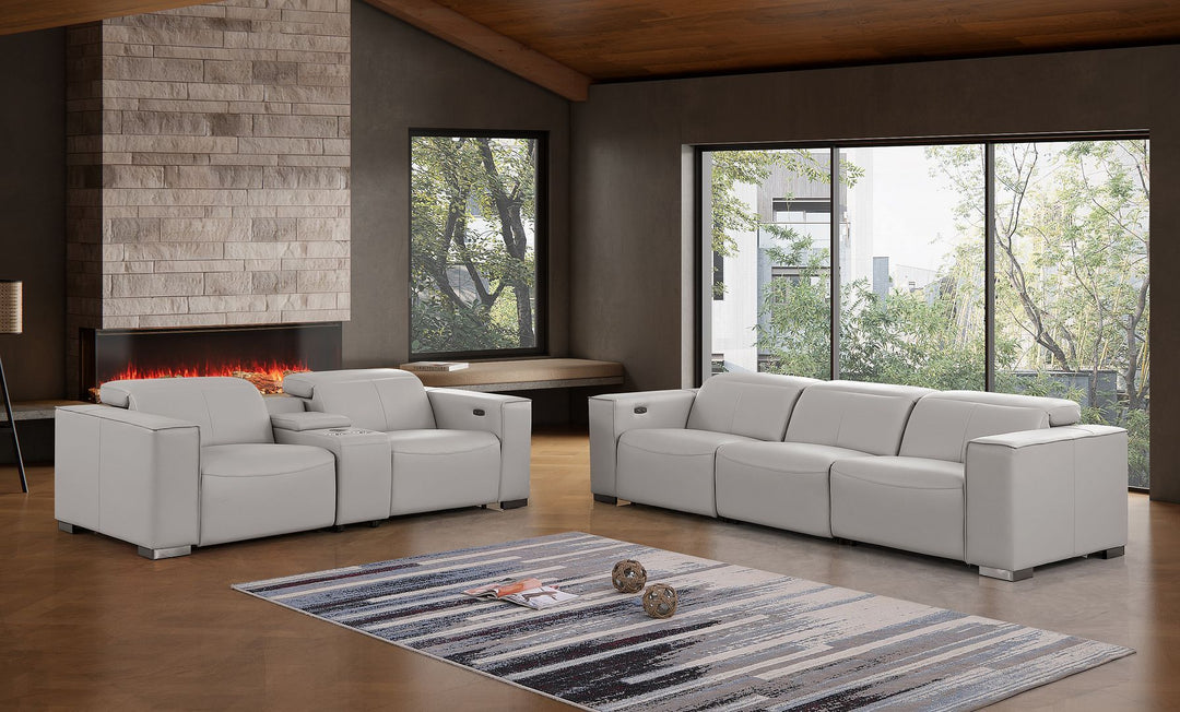 1208 - Leather Reclining Set (Sofa & Loveseat With 5 Power Recliners)