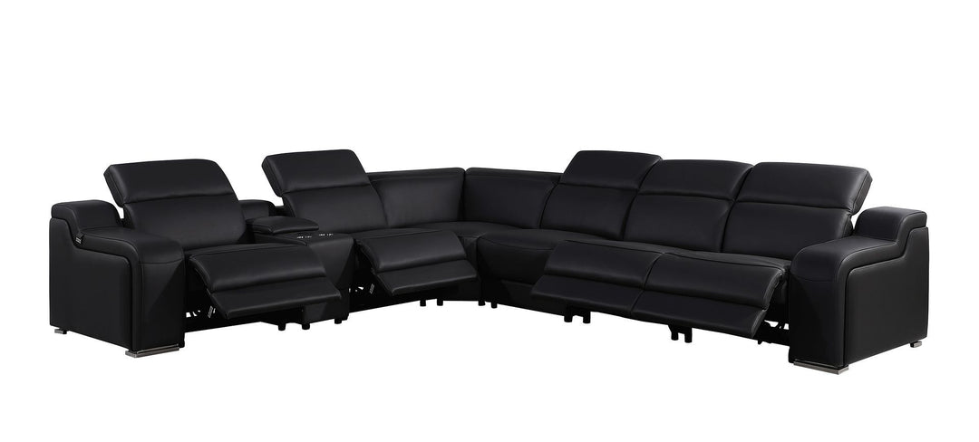 1116 - 7-Piece L-Shaped Sectional Sofa In With 4 Power Recliners &amp; Power Headrests