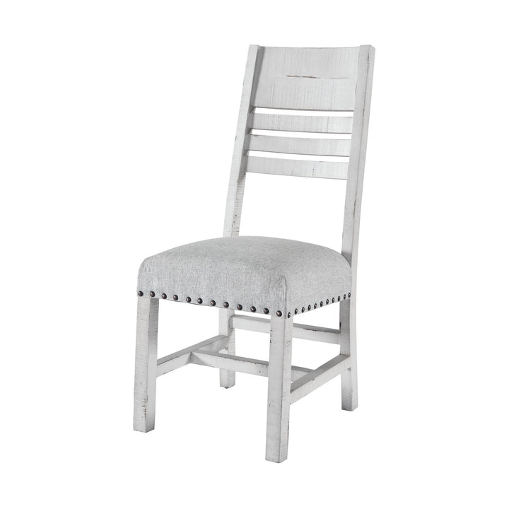 Condesa - Round Dining-White Wooden Back Side Chair (Set of 2) - Distressed White Finish