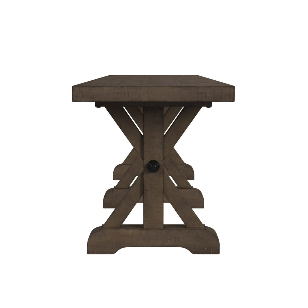 Yellowstone - Dining Bench With Metal Bar Cross - Medium Brown