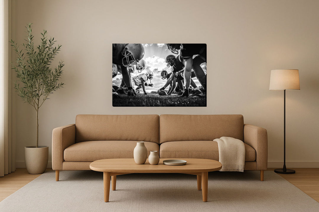 "Gridiron Clash" Gloss Canvas - Black / White