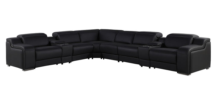 1116 - 8-Piece L-Shaped Sectional Sofa In With 3 Power Recliners &amp; Power Headrests