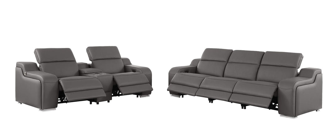 1116 - 6-Piece Modular Power Reclining Sofa And Console Loveseat Set In With 5 Power Recliners &amp; Power Headrests