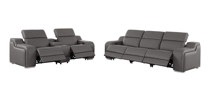 1116 - 6-Piece Modular Power Reclining Sofa And Console Loveseat Set In With 5 Power Recliners &amp; Power Headrests