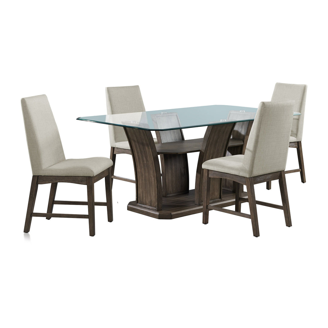 Dapper - 5 Piece Rectangular Standard Height Dining Set Table &amp; Four Chairs - Walnut