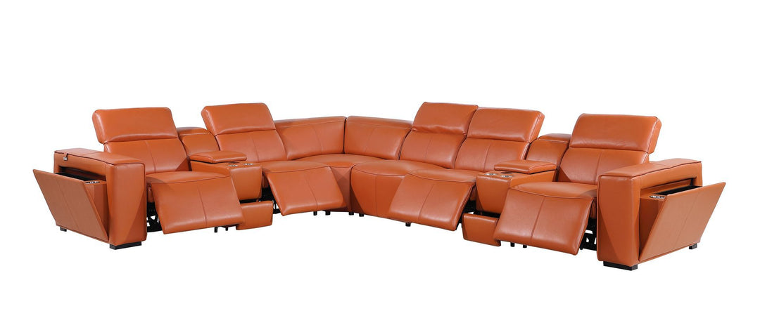 1224 - 8-Piece L-Shaped Sectional Sofa In With 4 Power Recliners &amp; Power Headrests