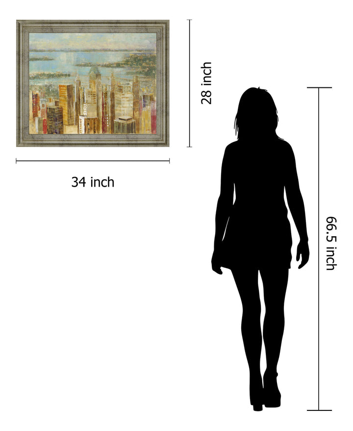 Golden Harbor Skyline - 28" x 34" Framed Wall Art