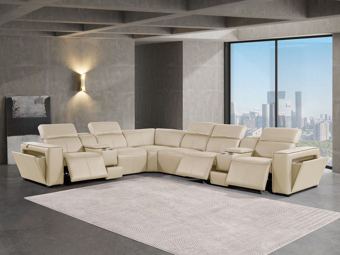 1224 - 8-Piece L-Shaped Sectional Sofa In With 3 Power Recliners &amp; Power Headrests