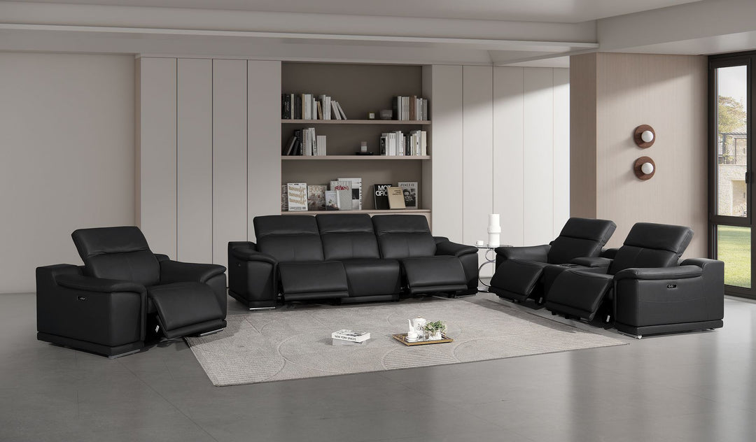 2679 - Power Reclining Sofa, Console Loveseat &amp; Chair Set In Genuine Leather (5 Recliners)