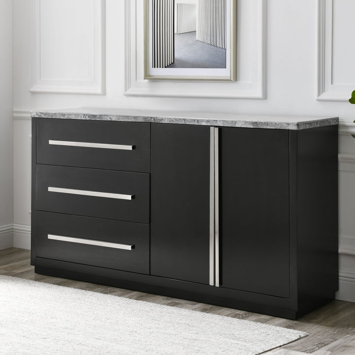 Camila - Gray Marble Top Server - Dark Gray