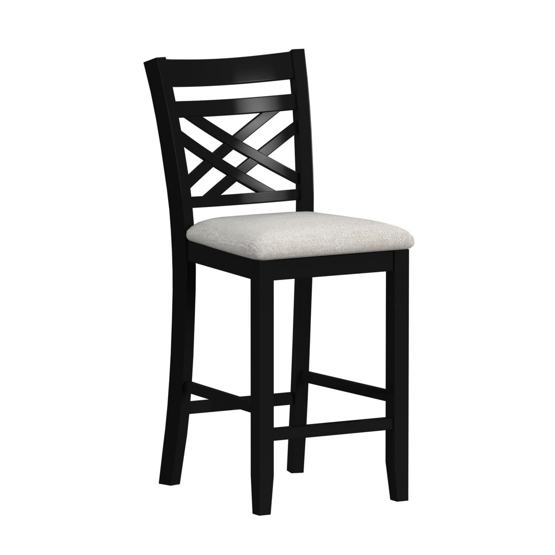 Brooks - 5 Piece Counter Set With Table And 4 Upholstered Seat &amp; Wood Back Chairs - Medium Brown &amp; Black