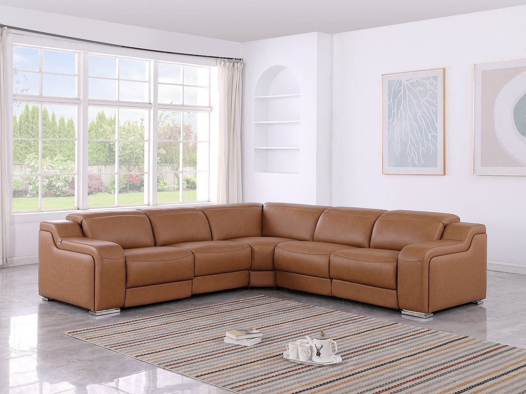 1116 - 5-Piece L-Shaped Sectional Sofa In With 3 Power Recliners & Power Headrests