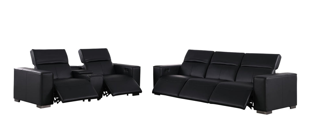 1208 - Leather Reclining Set (Sofa &amp; Loveseat With 5 Power Recliners)