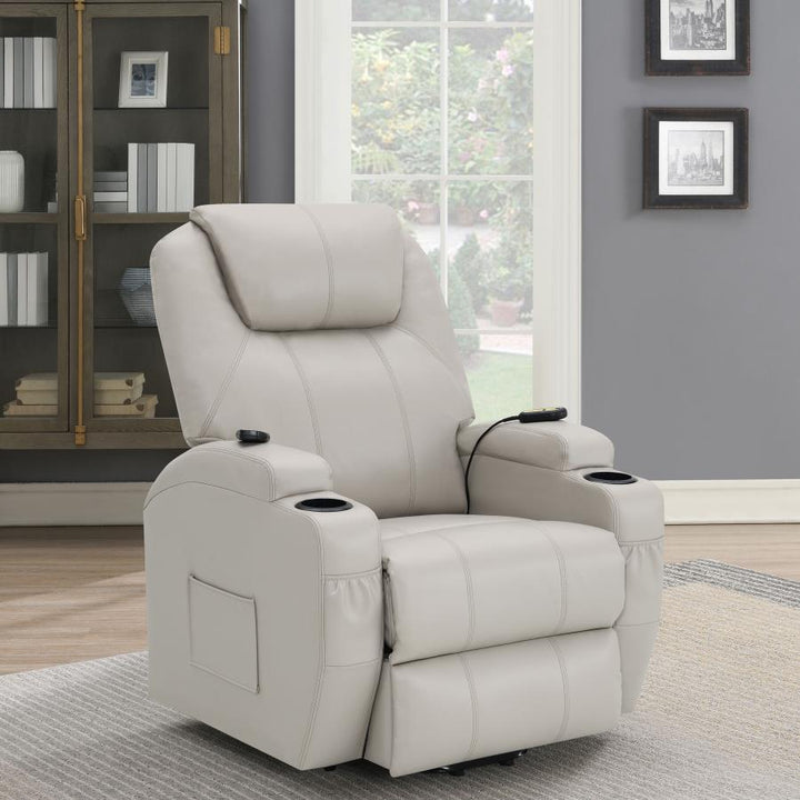 Sanger - Upholstered Power Lift Massage Recliner