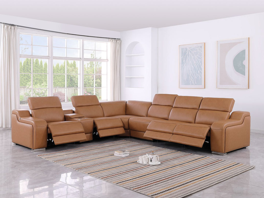 1116 - 7-Piece L-Shaped Sectional Sofa In With 4 Power Recliners &amp; Power Headrests