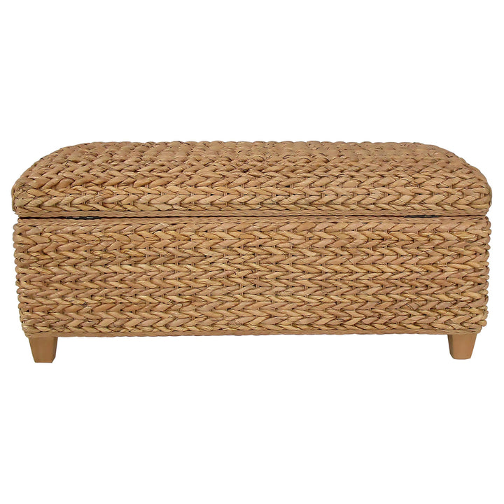Laughton Hand-Woven Banana Leaf Storage Bench Natural