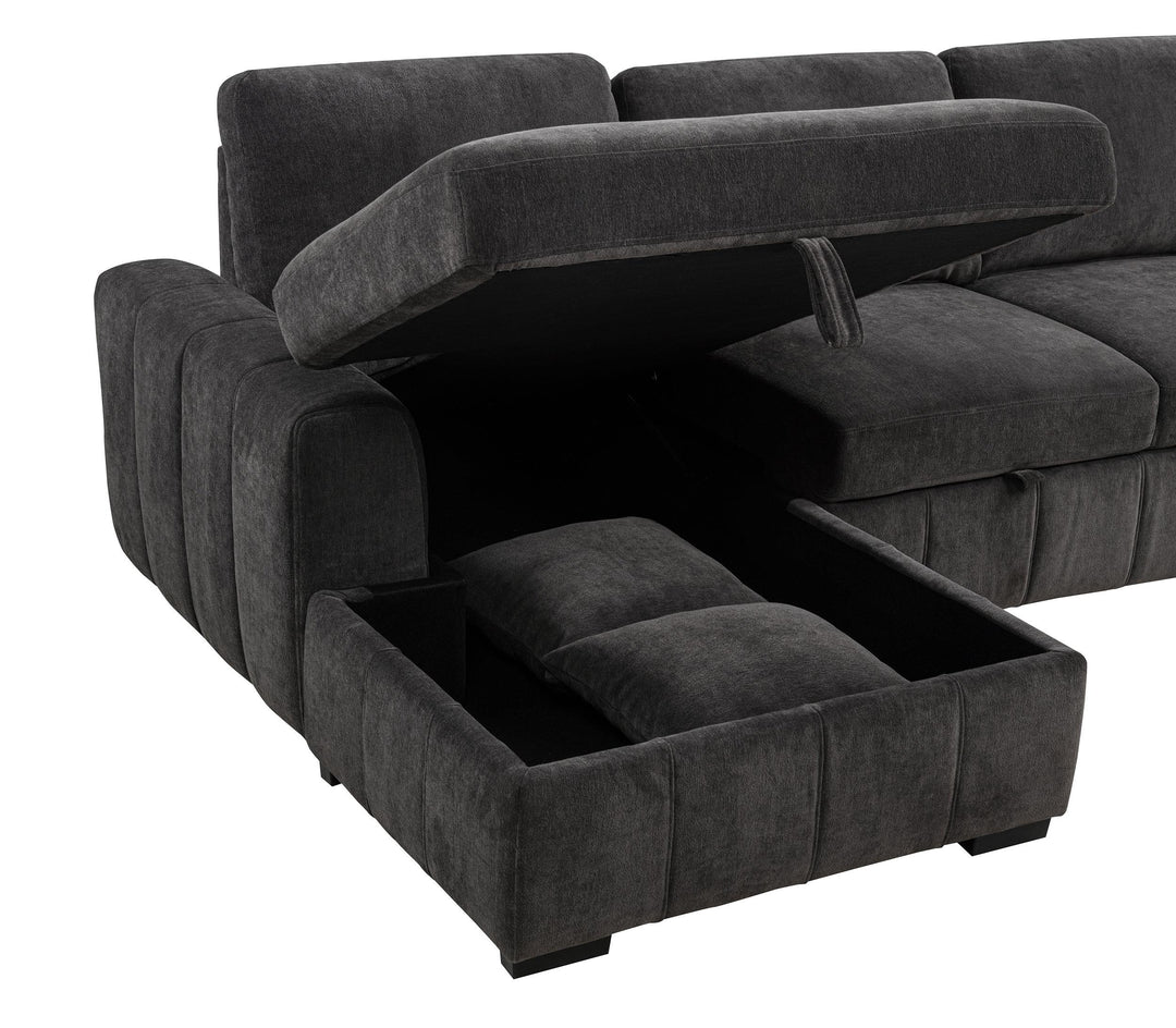 Pastrana Upholstered Sleeper Sectional Sofa LAF Chaise Grey