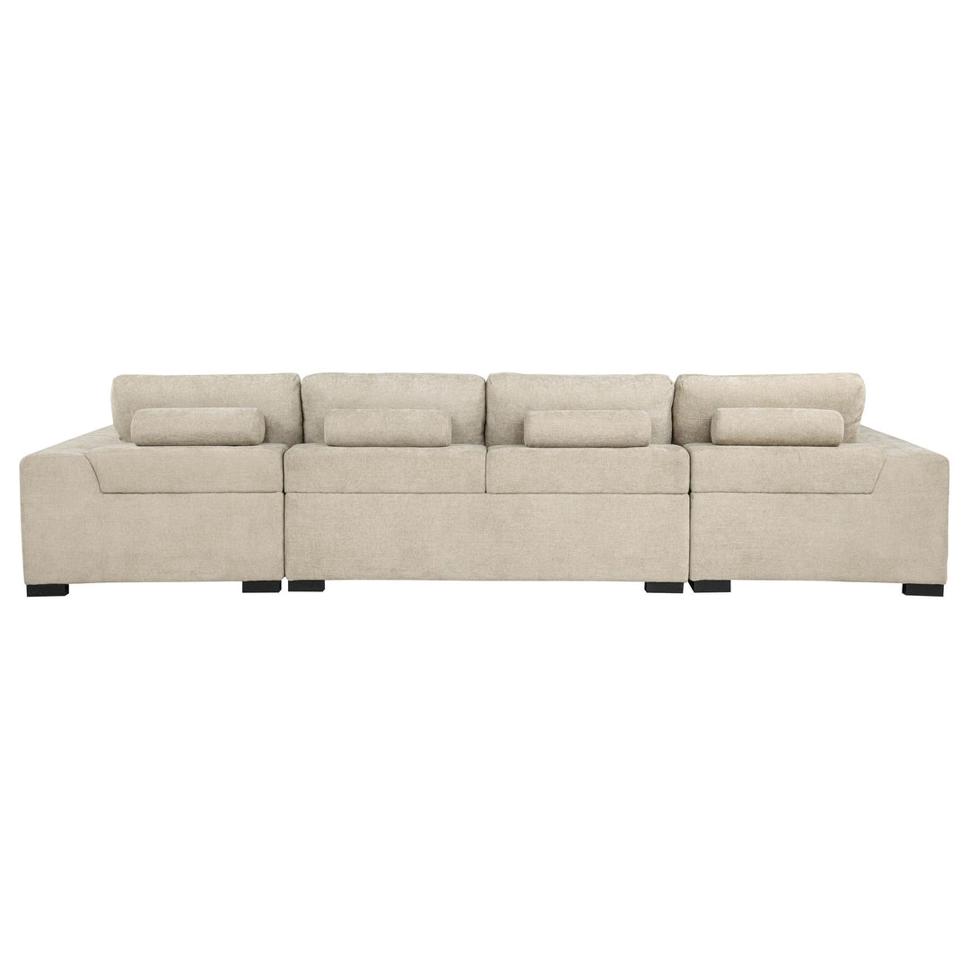 Cannella U-Shaped Double Chaise Upholstered Sectional Sofa Beige