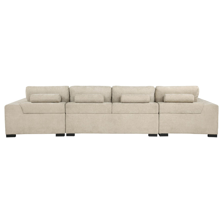 Cannella U-Shaped Double Chaise Upholstered Sectional Sofa Beige