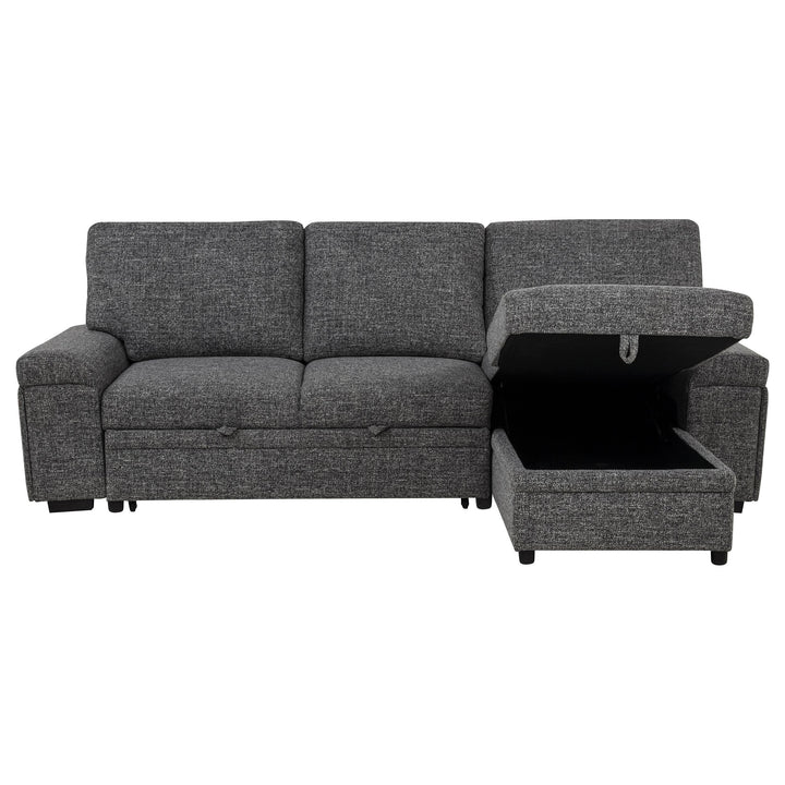 Demko Sleeper Sectional Sofa with Speaker and Storage Chaise Granite
