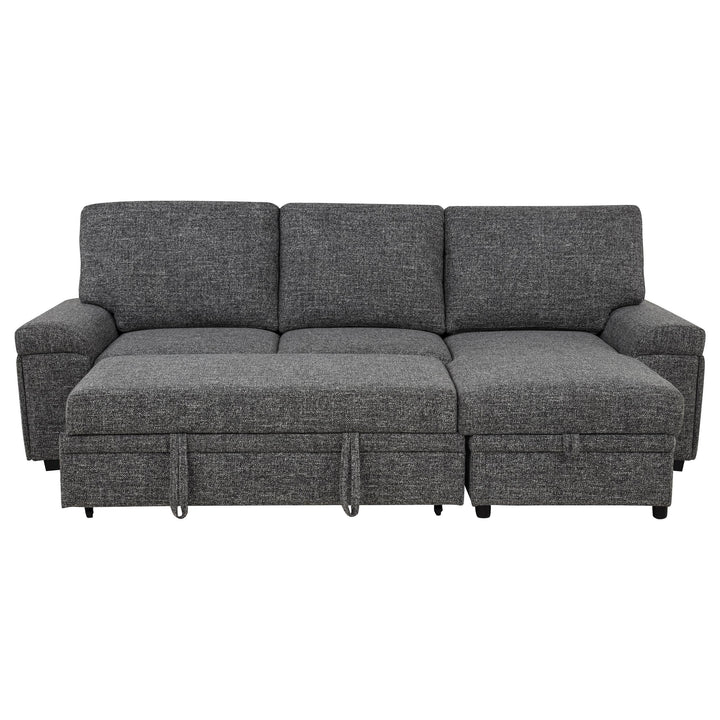Demko Sleeper Sectional Sofa with Speaker and Storage Chaise Granite