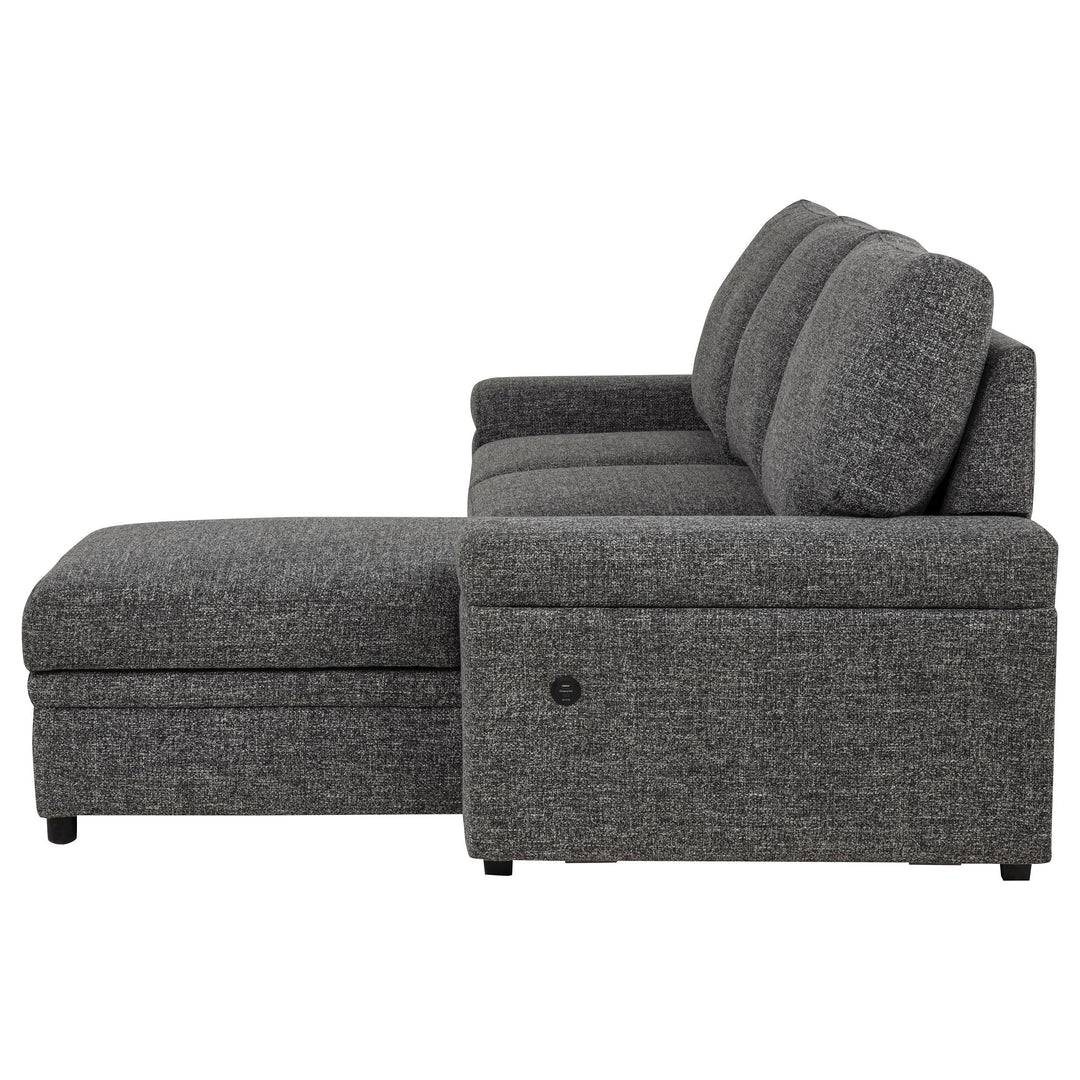 Demko Sleeper Sectional Sofa with Speaker and Storage Chaise Granite