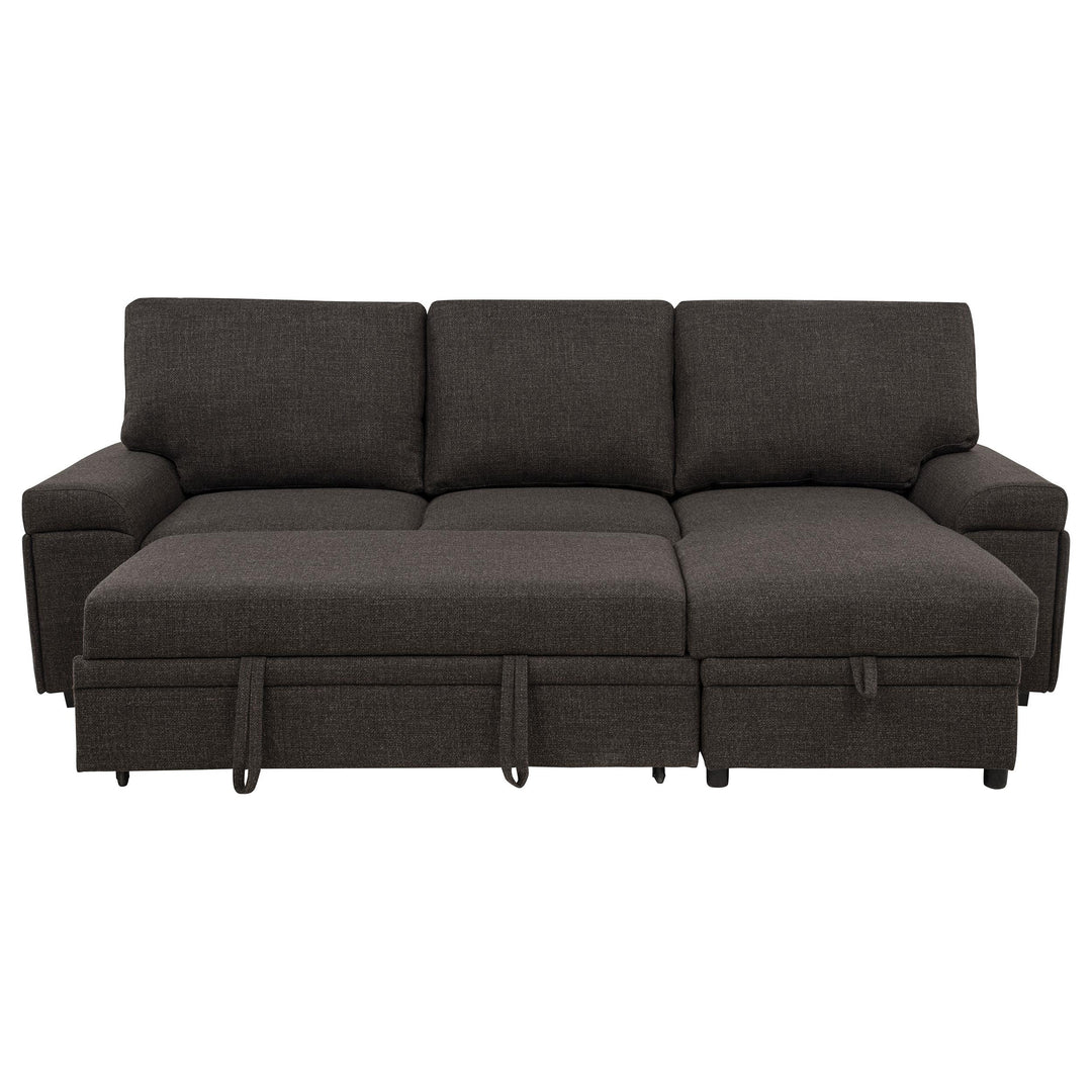 Demko Sleeper Sectional Sofa with Speaker and Storage Chaise Brown