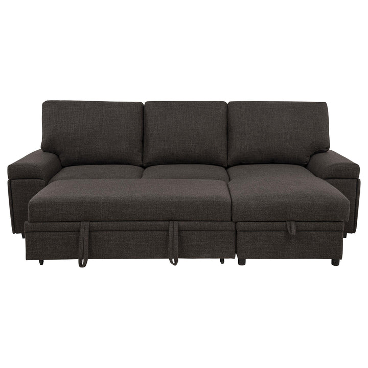 Demko Sleeper Sectional Sofa with Speaker and Storage Chaise Brown