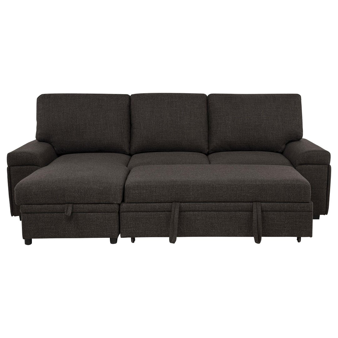 Demko Sleeper Sectional Sofa with Speaker and Storage Chaise Brown