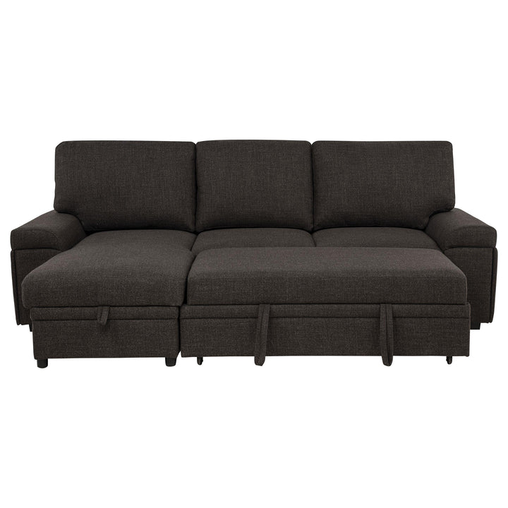 Demko Sleeper Sectional Sofa with Speaker and Storage Chaise Brown