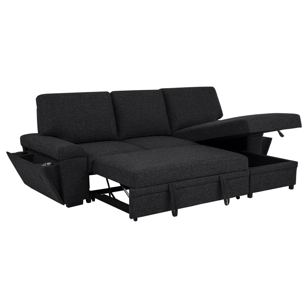 Demko Sleeper Sectional Sofa with Speaker and Storage Chaise Black