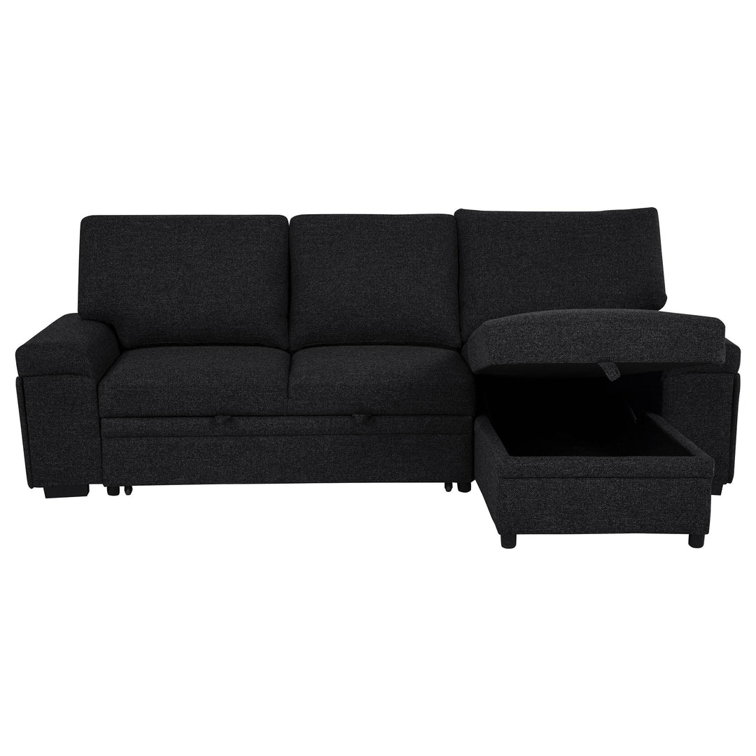 Demko Sleeper Sectional Sofa with Speaker and Storage Chaise Black
