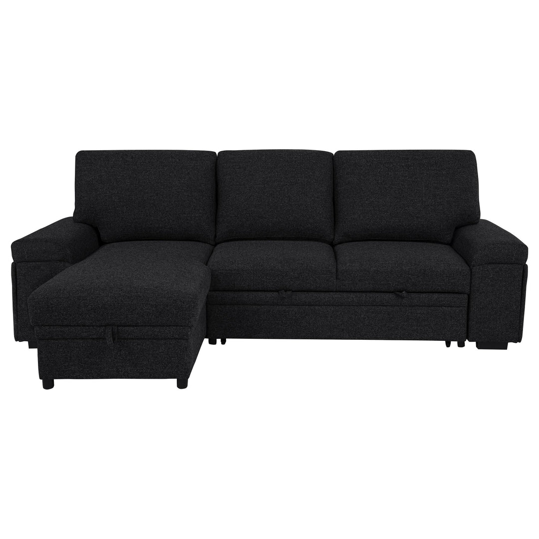 Demko Sleeper Sectional Sofa with Speaker and Storage Chaise Black