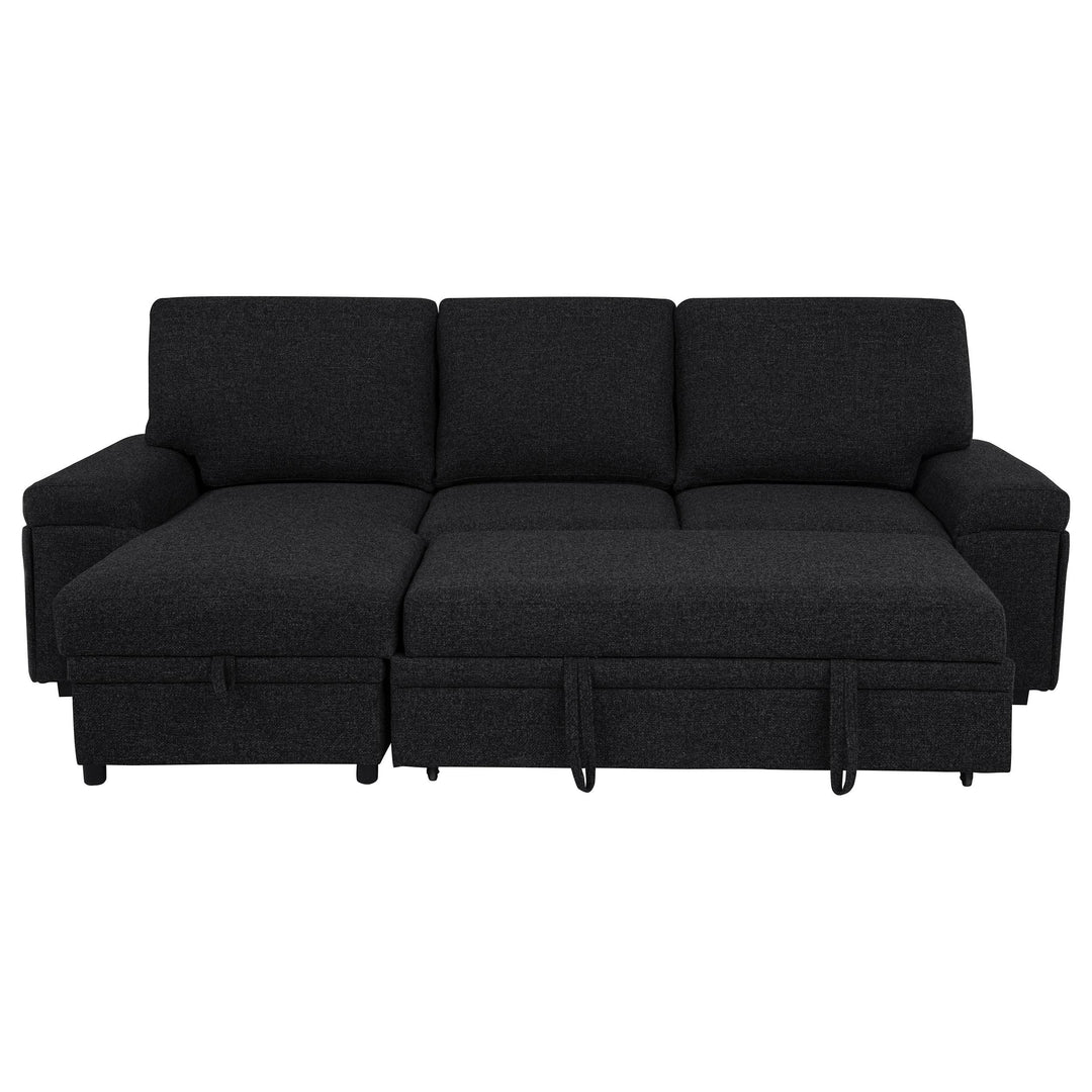Demko Sleeper Sectional Sofa with Speaker and Storage Chaise Black