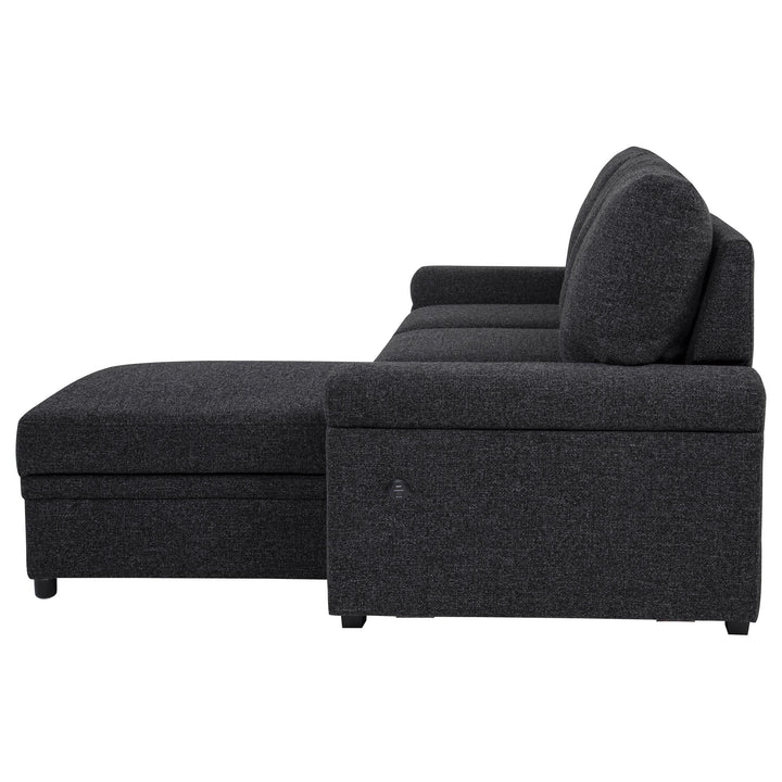 Demko Sleeper Sectional Sofa with Speaker and Storage Chaise Black