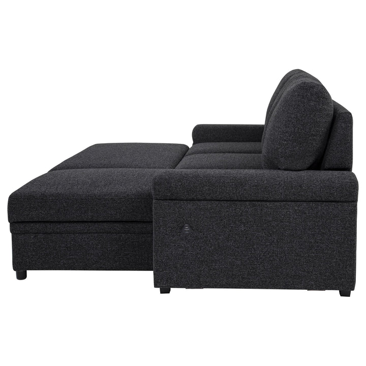 Demko Sleeper Sectional Sofa with Speaker and Storage Chaise Black