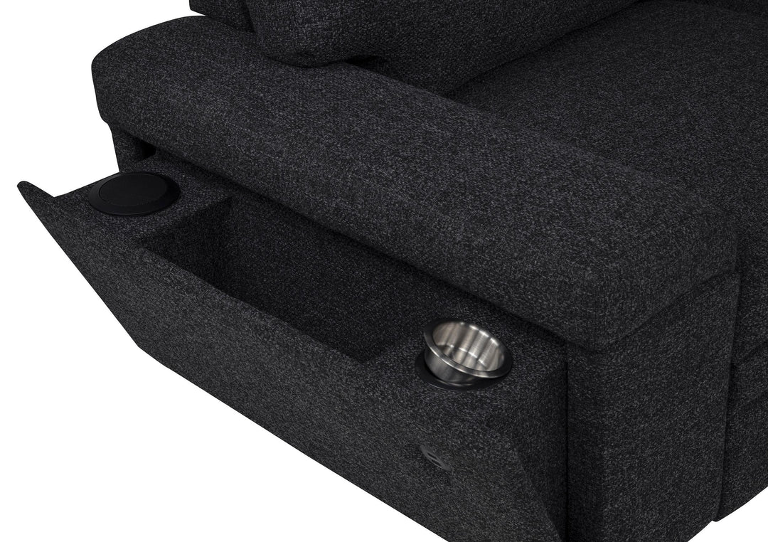 Demko Sleeper Sectional Sofa with Speaker and Storage Chaise Black