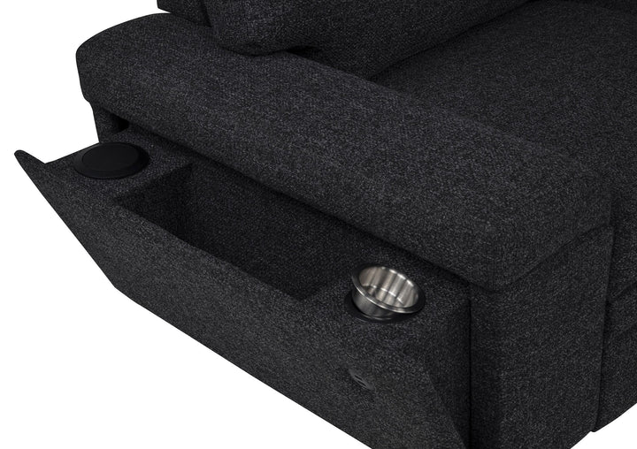 Demko Sleeper Sectional Sofa with Speaker and Storage Chaise Black