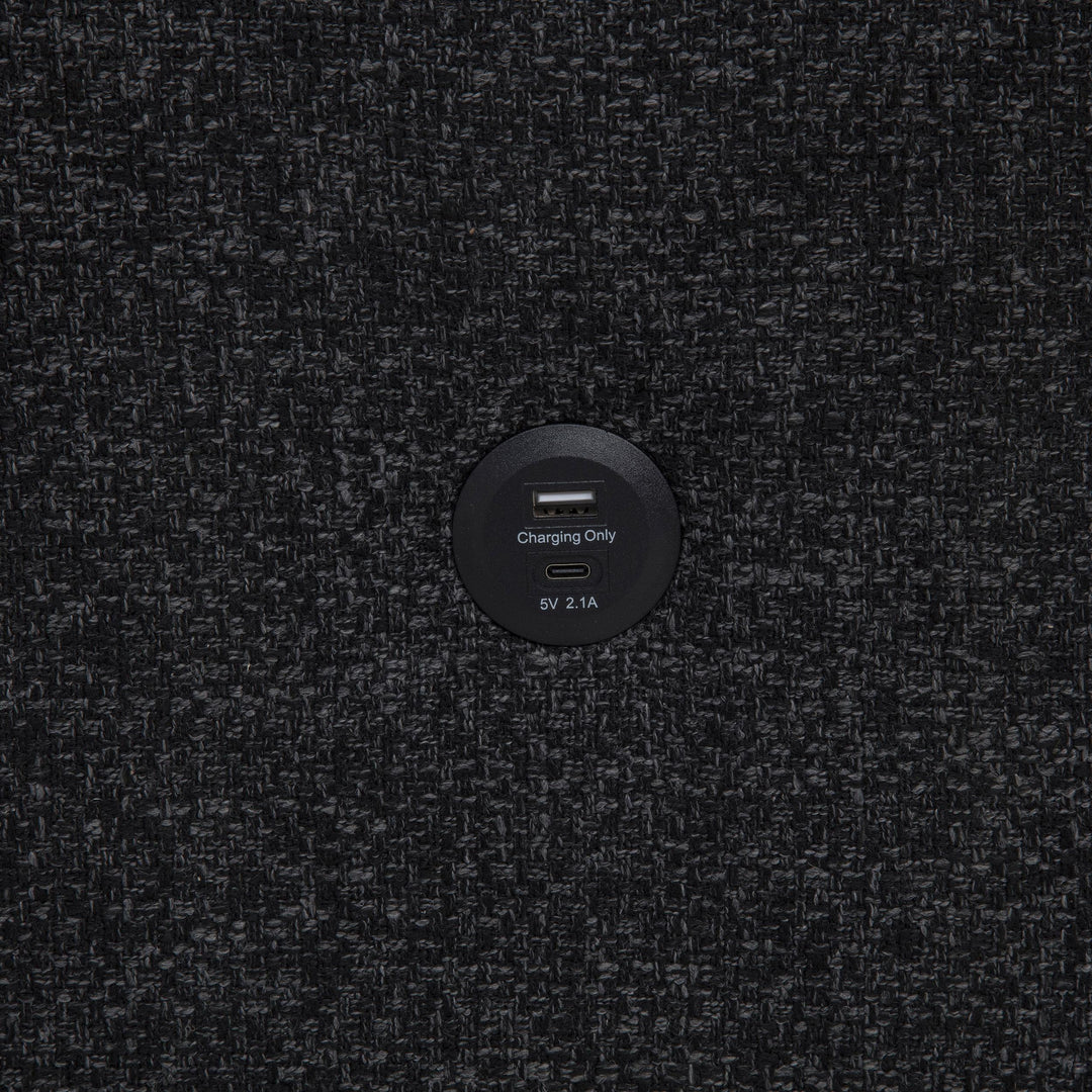 Demko Sleeper Sectional Sofa with Speaker and Storage Chaise Black