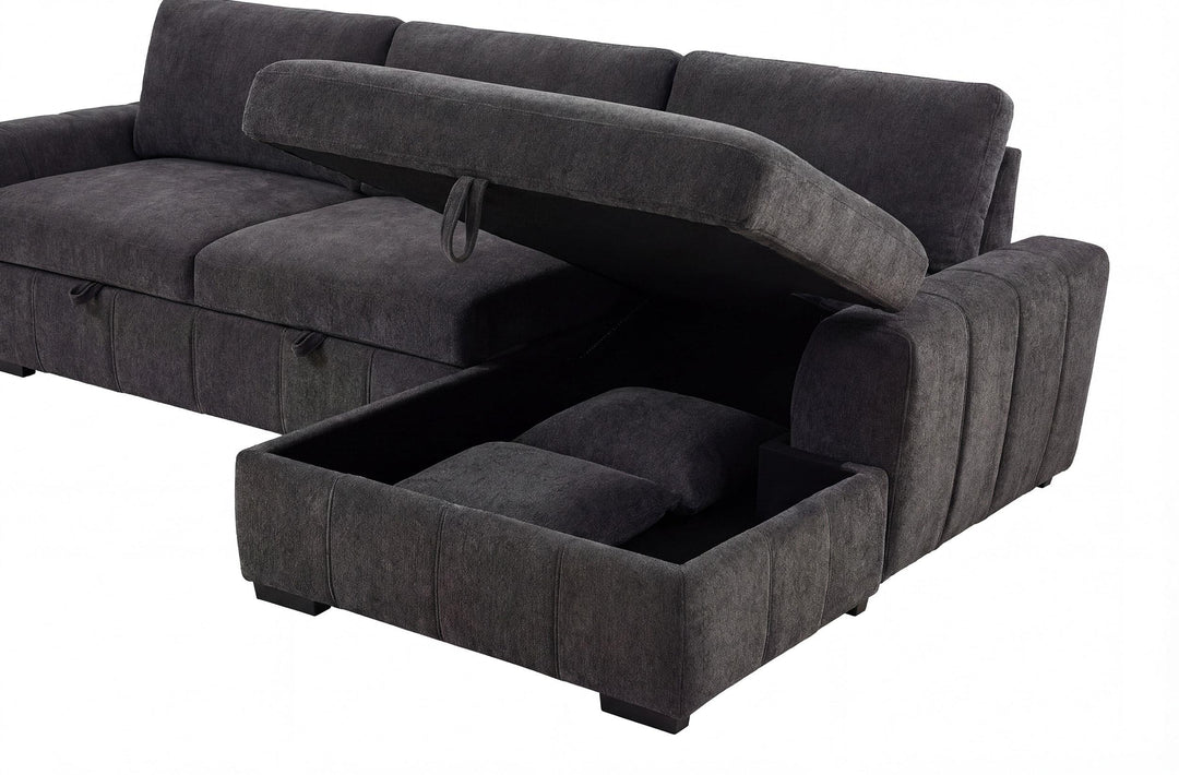 Pastrana Upholstered Sleeper Sectional Sofa RAF Chaise Grey
