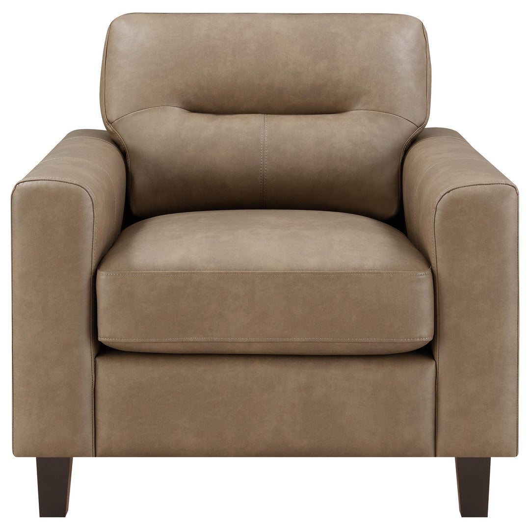 Scotland Faux Leather Upholstered Track Arm Chair Brown