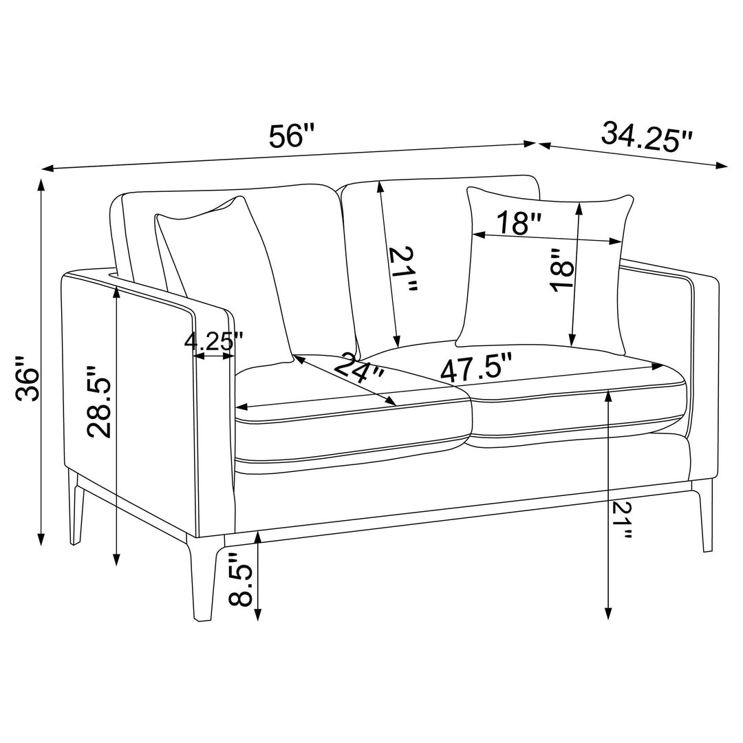 Apperson 3-piece Upholstered Track Arm Sofa Set Light Grey