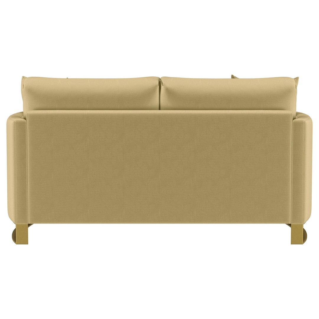 Corliss Upholstered Curved Track Arm Loveseat Camel