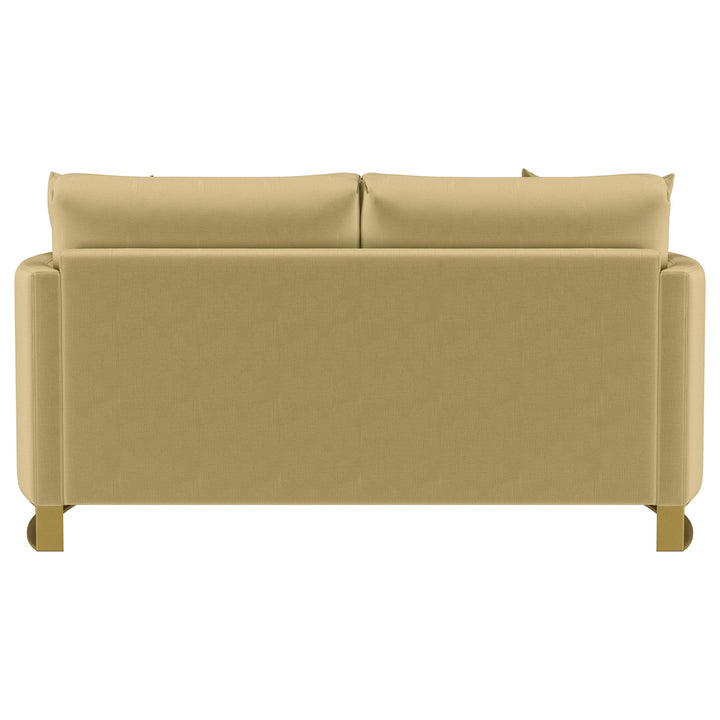 Corliss Upholstered Curved Track Arm Loveseat Camel