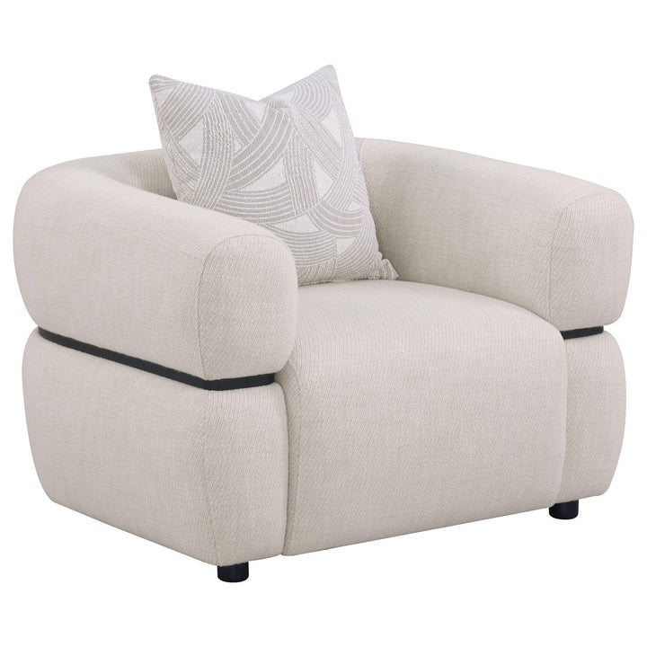 Jeanette 3-piece Fabric Upholstered Round Arm Sofa Set Beige